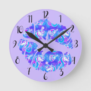 Horloge Ronde LICORNE Iridescent Violet Foil Métallisé LÈVRES BI