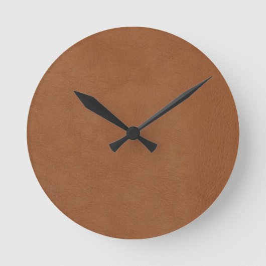 Horloge Ronde Light Brown Leather Digital Print Round Clock (Recto)