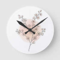 Ligne artistique de fleurs de cerisier rose pêche