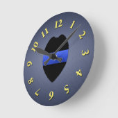 Horloge Ronde Ligne bleue mince (Angle)