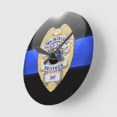 Horloge Ronde Ligne bleue mince (Angle)