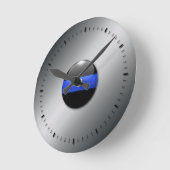 Horloge Ronde Ligne bleue mince (Angle)