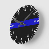 Horloge Ronde Ligne bleue mince (Angle)
