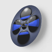 Horloge Ronde Ligne bleue mince (Angle)