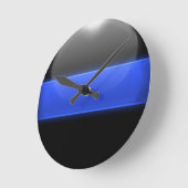 Horloge Ronde Ligne bleue mince (Angle)