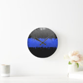 Horloge Ronde Ligne bleue mince (Maison)