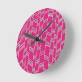 Horloge Ronde Lignes Art Déco Fuchsia (Angle)