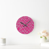 Horloge Ronde Lignes Art Déco Fuchsia (Maison)