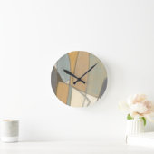 Horloge Ronde Lignes courbées et tons de terre coupés (Maison)