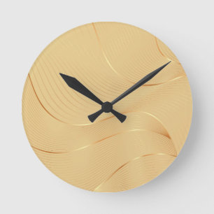 Horloge Ronde Lignes d'Or Fluide Art Abstrait de Fond Luxueux