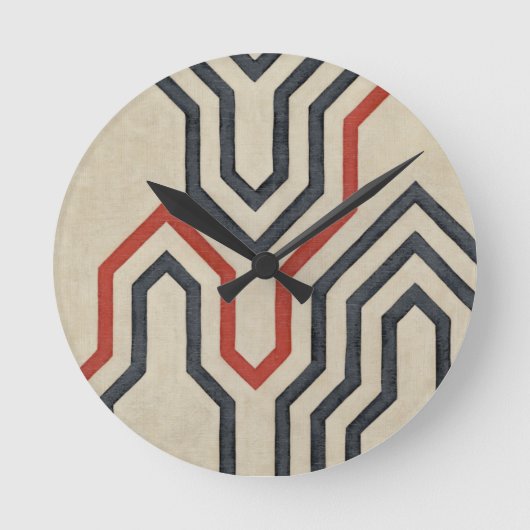 Horloge Ronde Lignes graphiques orange et bleu (Recto)