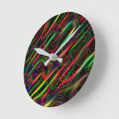 Horloge Ronde Lignes multicolores néon (Angle)