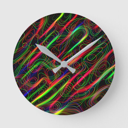 Horloge Ronde Lignes multicolores néon (Recto)