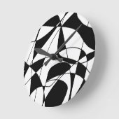 Horloge Ronde Lignes noires et blanches, motif d'impression coul (Angle)