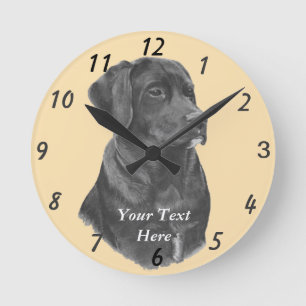 Horloge Ronde like portrait painting of black labrador dodor