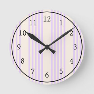 Horloge Ronde Lilac violet et beige cinq bandes motif