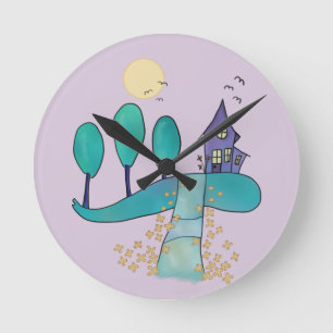 Horloge Ronde lilas maison