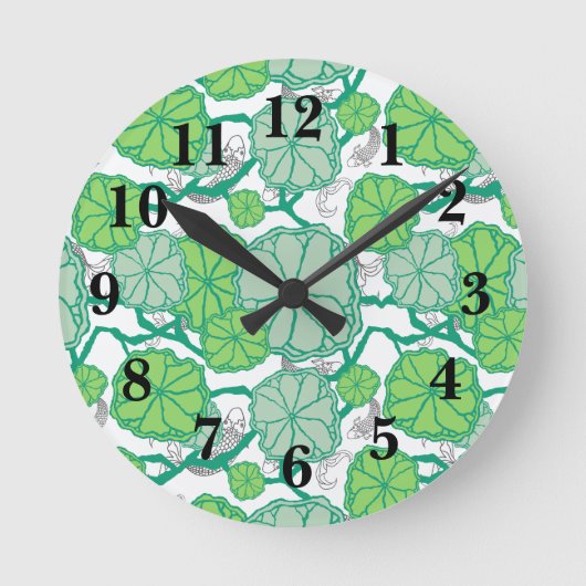 Horloge Ronde Lily Pad Koi Motif de bain de poisson (Recto)