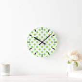 Horloge Ronde Lime et pois blancs (Maison)