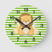 Horloge Ronde Lime Grandes Vert Blanc ・ Lion ・ Personnalisé (Recto)