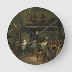 Horloge Ronde L'intérieur d'une taverne avec un couple dansant 