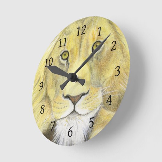 Horloge Ronde Lion africain (Angle)