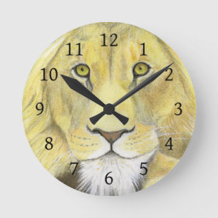 Horloge Ronde Lion africain