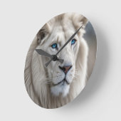 Horloge Ronde Lion blanc (Angle)