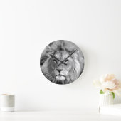 Horloge Ronde Lion blanc noir (Maison)