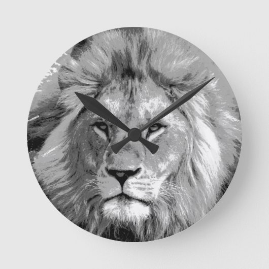 Horloge Ronde Lion blanc noir (Recto)