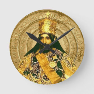 Horloge Ronde Lion de Juda Jah Armée Haile Selassie Rasta Roots