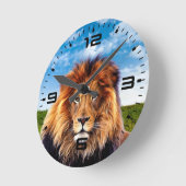 Horloge Ronde Lion le roi de la forêt (Angle)