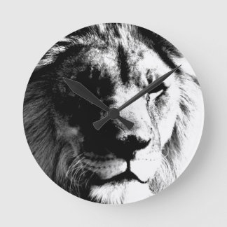 Horloge Ronde Lion noir et blanc