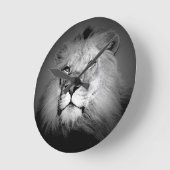 Horloge Ronde Lion noir et blanc (Angle)