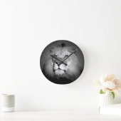 Horloge Ronde Lion noir et blanc (Maison)