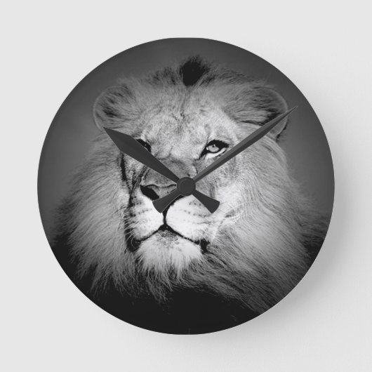 Horloge Ronde Lion noir et blanc (Recto)