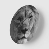 Horloge Ronde Lion noir et blanc (Angle)