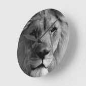 Horloge Ronde Lion noir et blanc (Angle)
