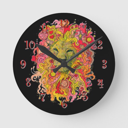 Horloge Ronde Lion psychédélique (Recto)
