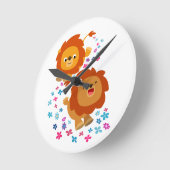 Horloge Ronde Lions mignons de bande dessinée dans l'horloge (Angle)