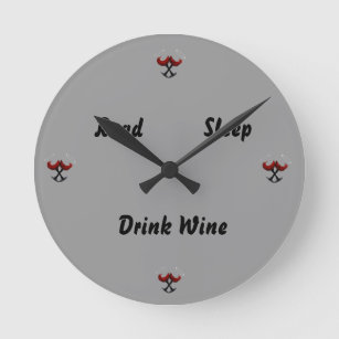 Horloge Ronde Lire Le Vin De Boisson Du Sommeil~Rouge