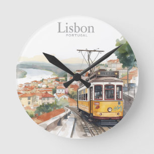 Horloge Ronde Lisbonne Portugal ciel - Tramway vintage Art de vo