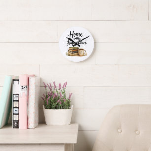 Horloge Ronde Livres et Café - Livre Ancien