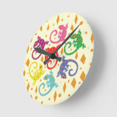 Horloge Ronde Lizards colorés (Angle)