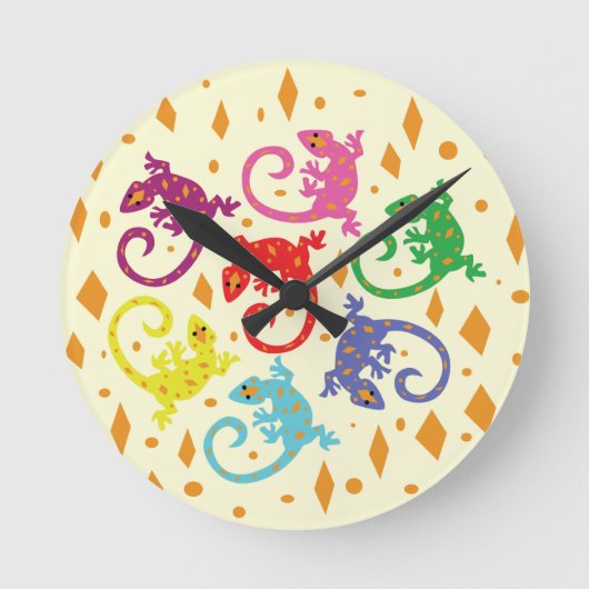 Horloge Ronde Lizards colorés (Recto)