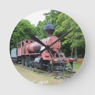 Horloge Ronde Locomotive à vapeur américaine vintage