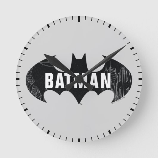 Horloge Ronde Logo Bat Avec Gotham Etching (Recto)