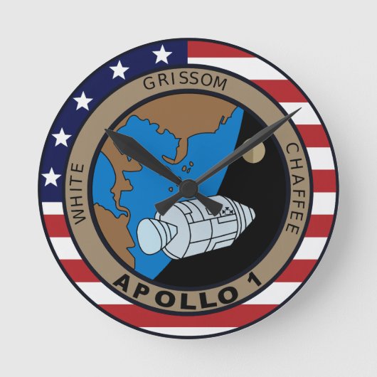 Horloge Ronde Logo de correction de mission d'Apollo 1 (Recto)