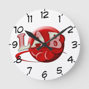 HORLOGE RONDE LOGO DE LABORATOIRE RBC CELLULES SANGUINES ROUGES