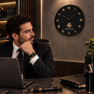 Horloge Ronde Logo de lion élégant personnalisé professionnel